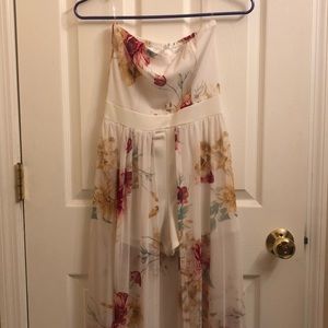 Romper with silk skirt